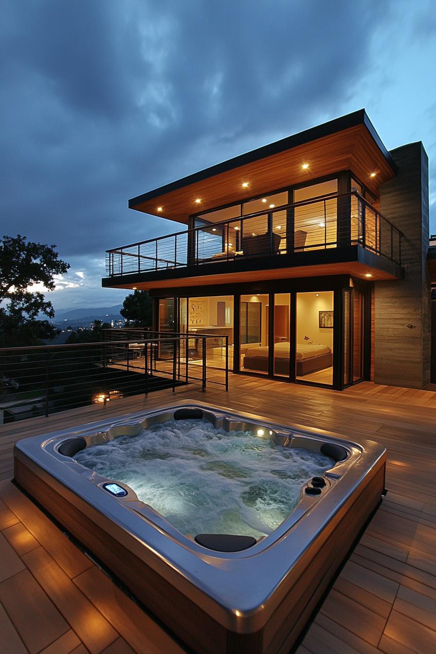 modern house rooftop deck with hot tub 3