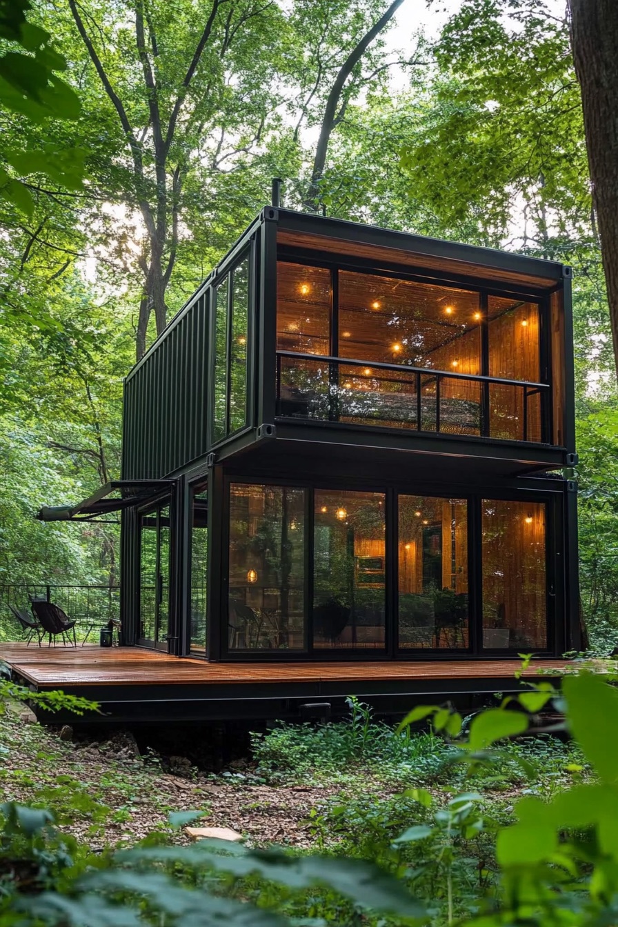 shipping container forest canopy cabin 1