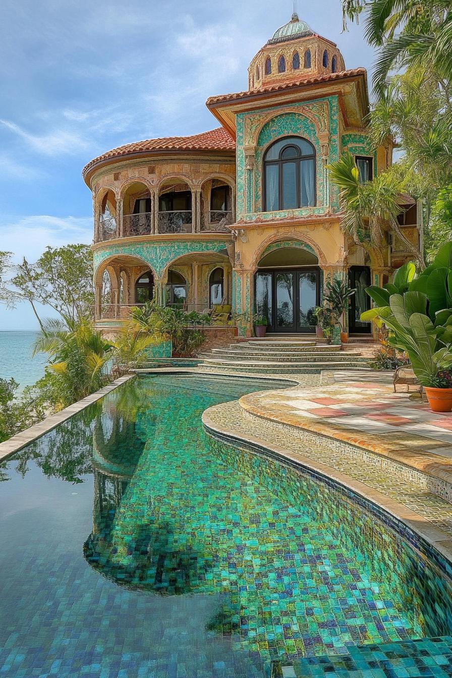 unique tropical giant mansion with private beach