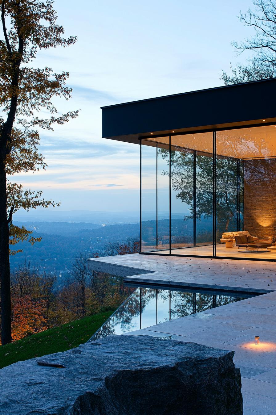 all glassed wall dream house with stunning tree line and valley views 2