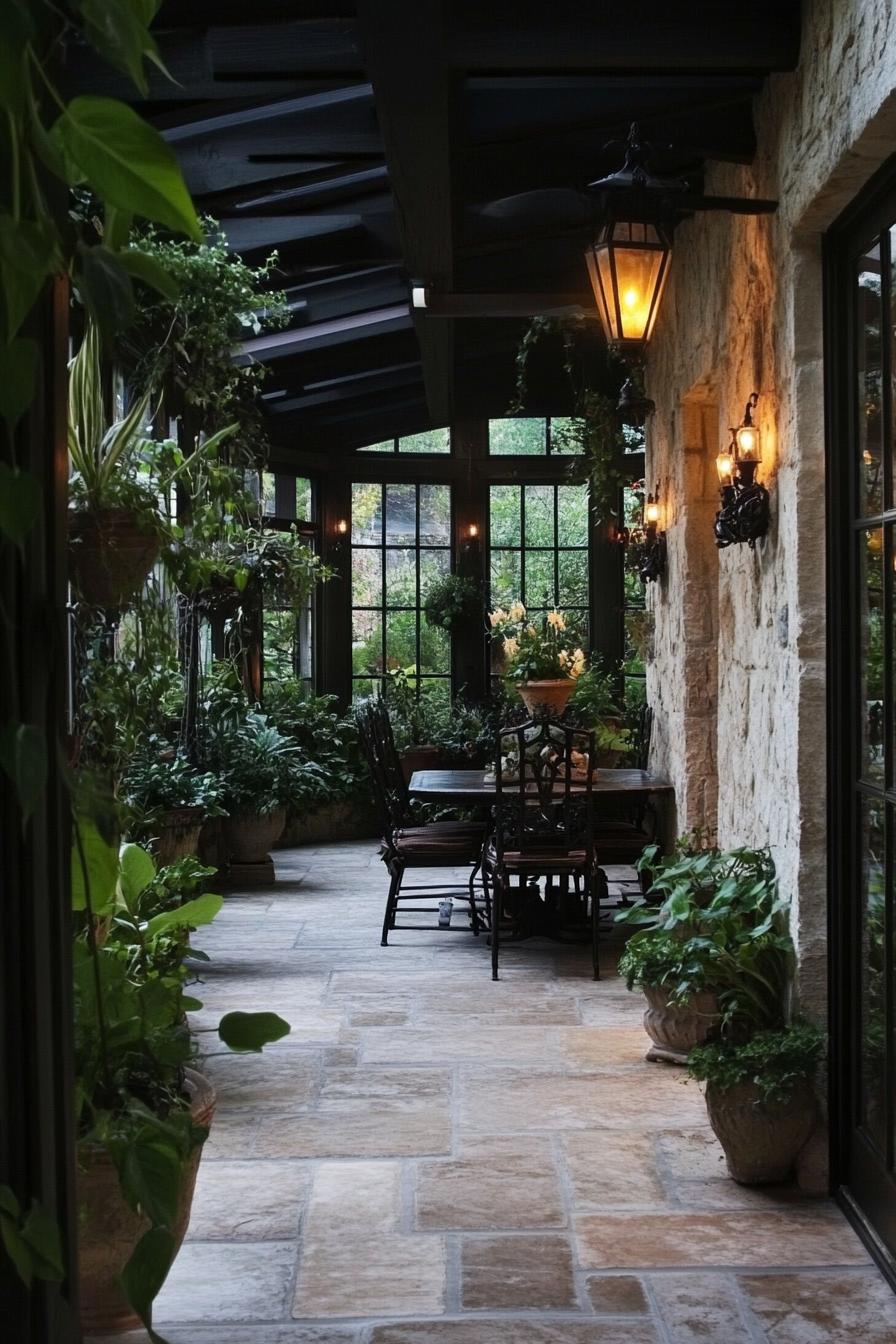 modern English cottage sunroom with indoor garden 2