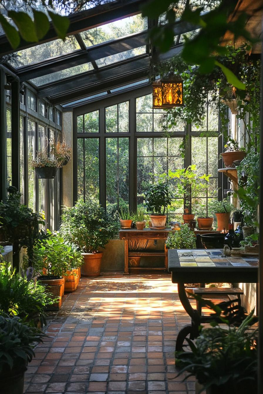 modern English cottage sunroom with indoor garden 3