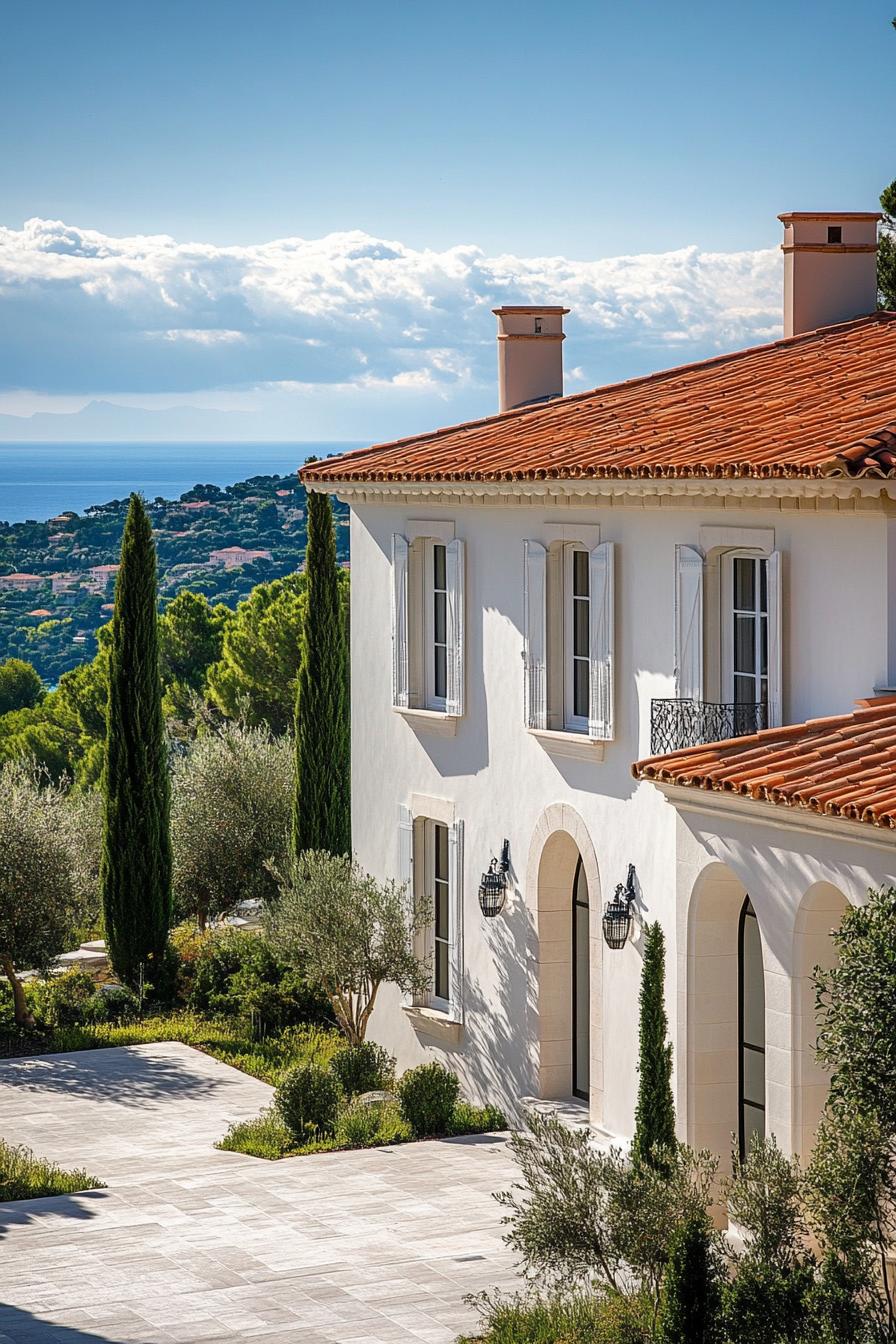 modern French mediterranean house with terracotta roof Riviera views 1