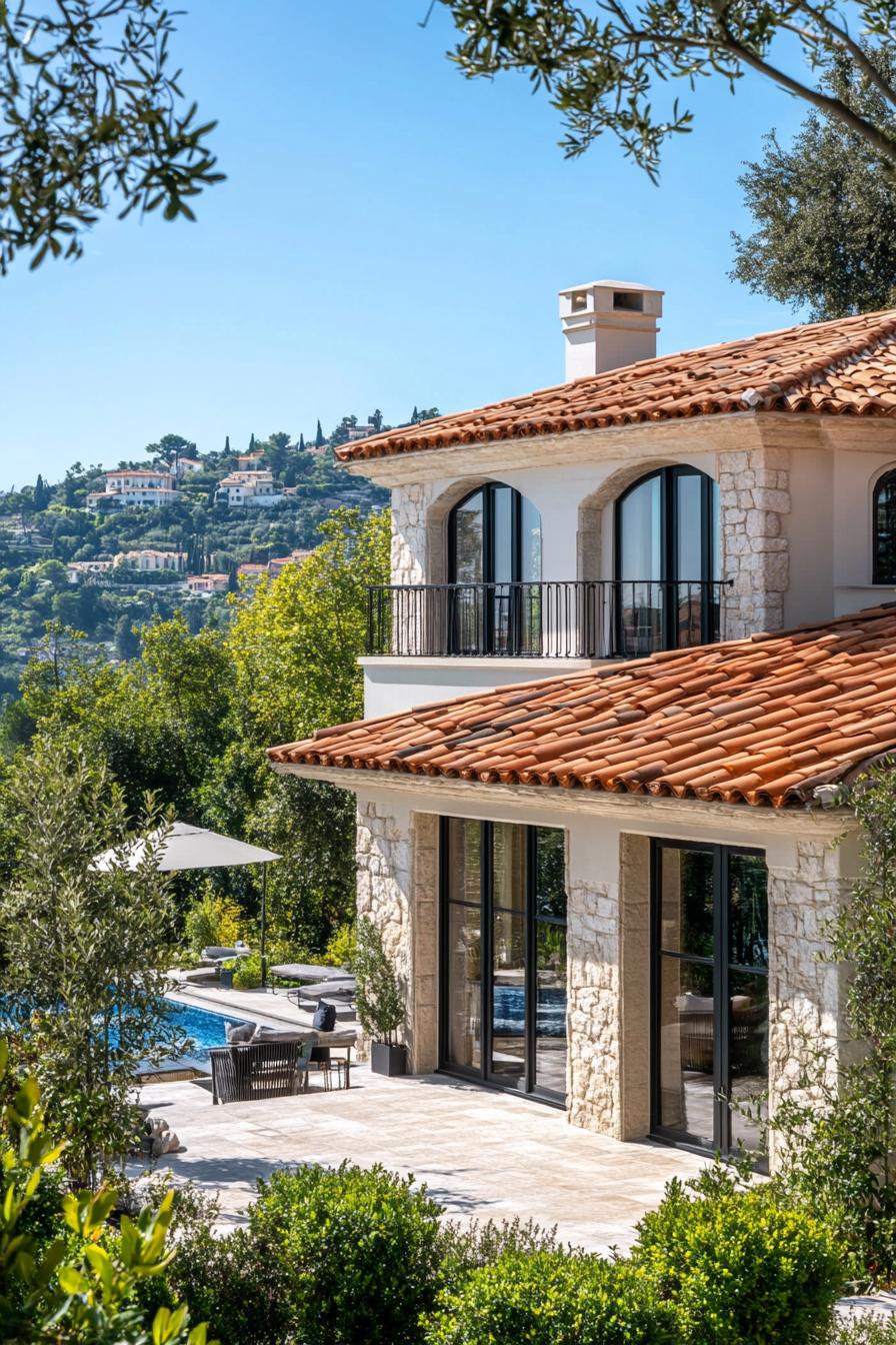 modern French mediterranean house with terracotta roof Riviera views 2