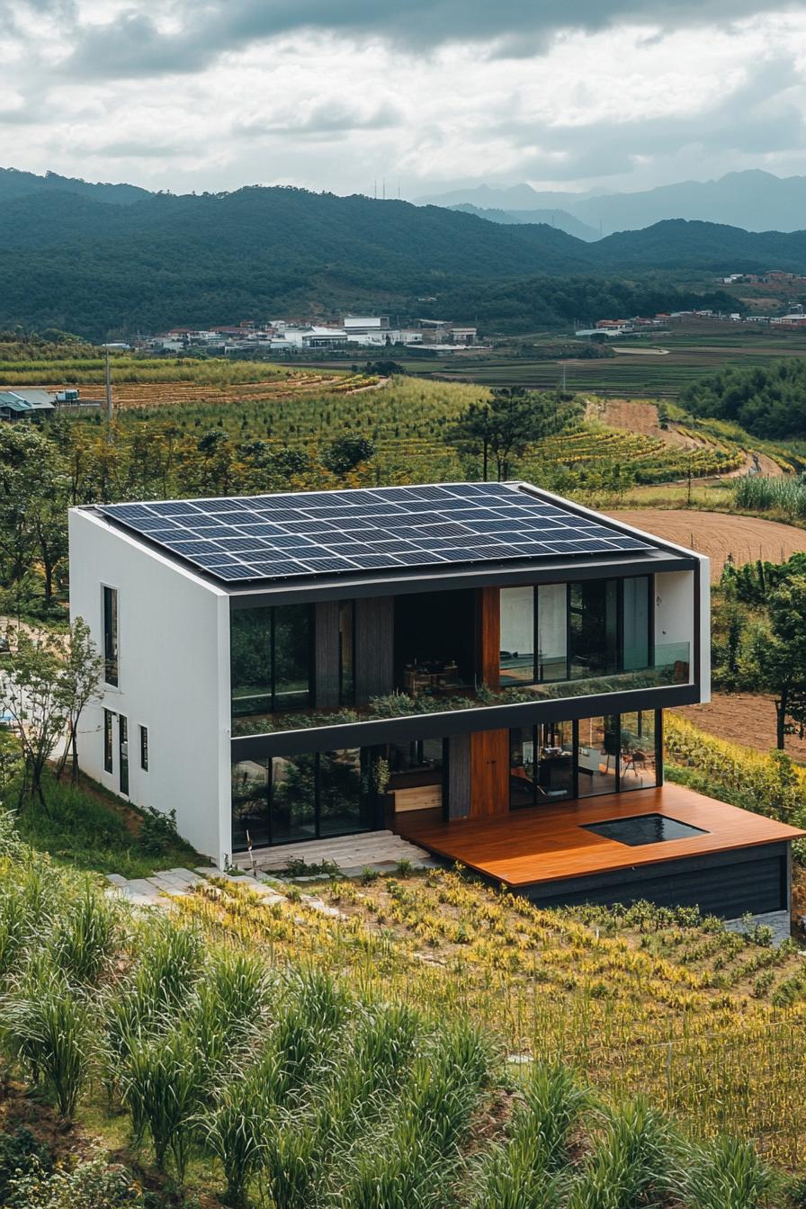 modern house with solar roof on a beautiful farmland 1