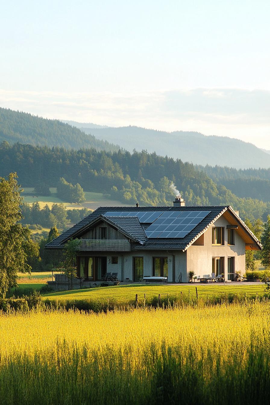 modern house with solar roof on a beautiful farmland 2