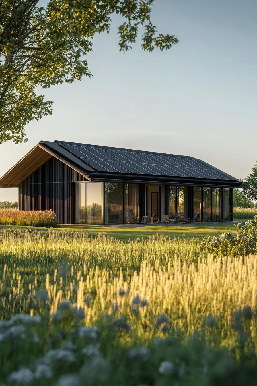 modern house with solar roof on a beautiful farmland 3