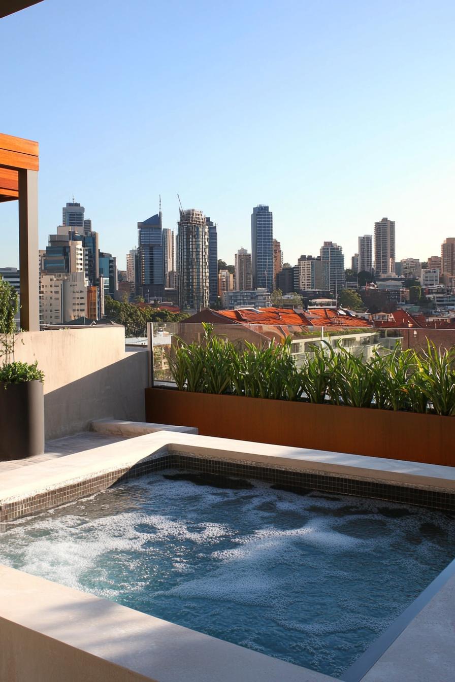 modern rooftop small plunge pool city views 3