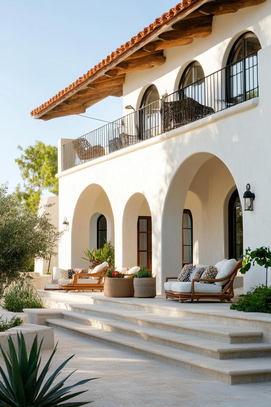 new mediterranean house with arches