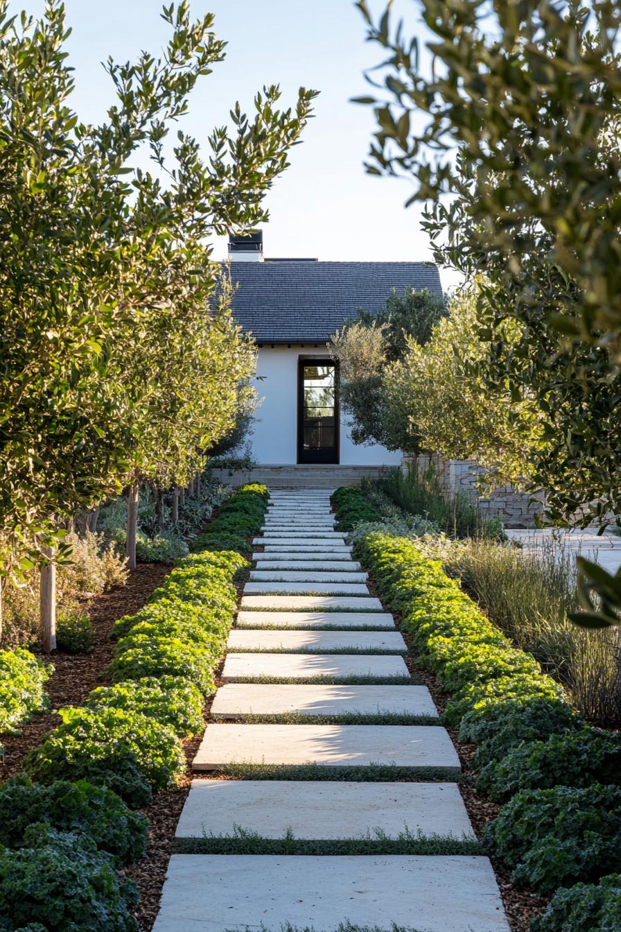 modern farmhouse paths with veggie hedges 3