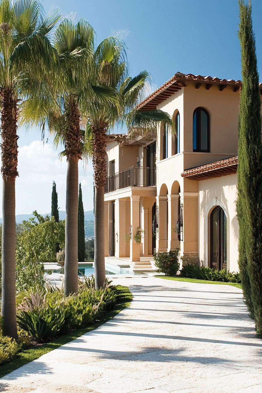 modern tuscan house with palm trees 1