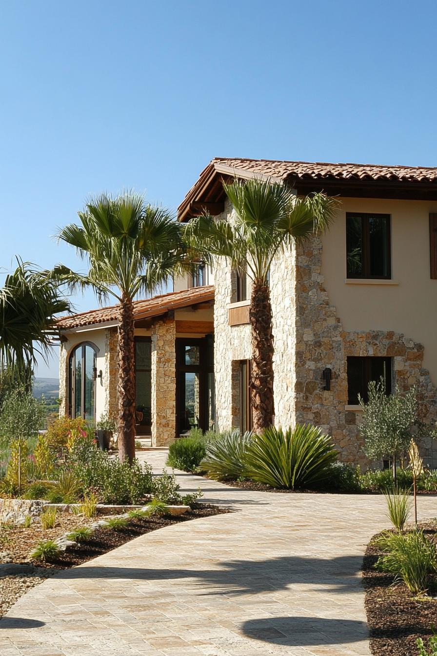 modern tuscan house with palm trees 3