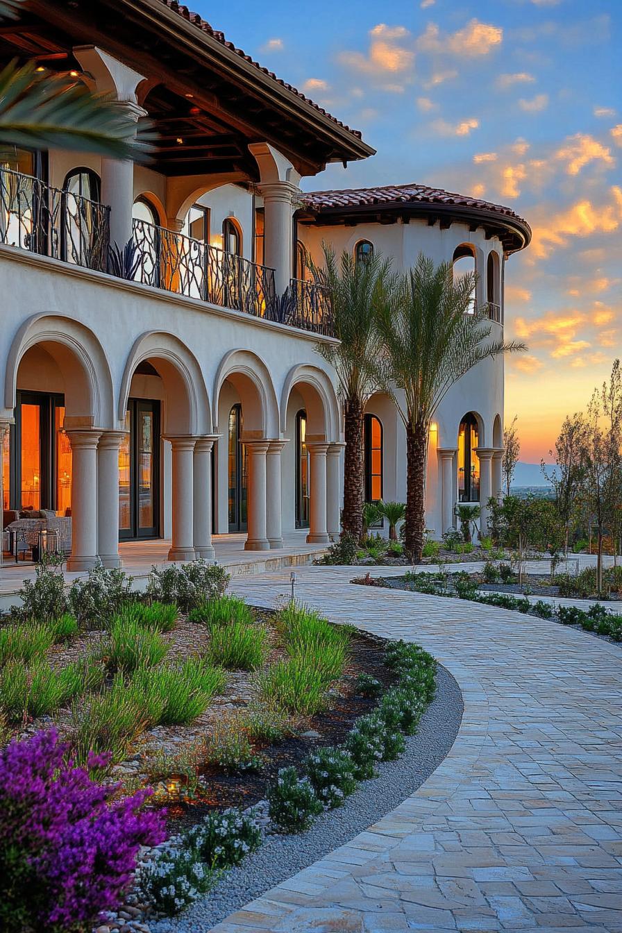 new mediterranean house with Ogee Arches in stunning mediterranean landscape