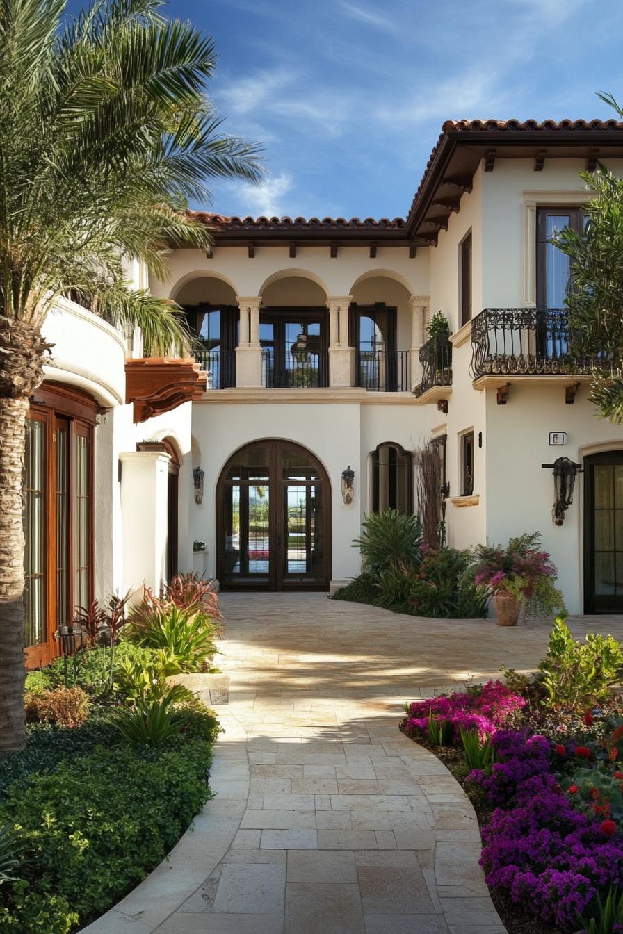 mediterranean house with arched courtyard