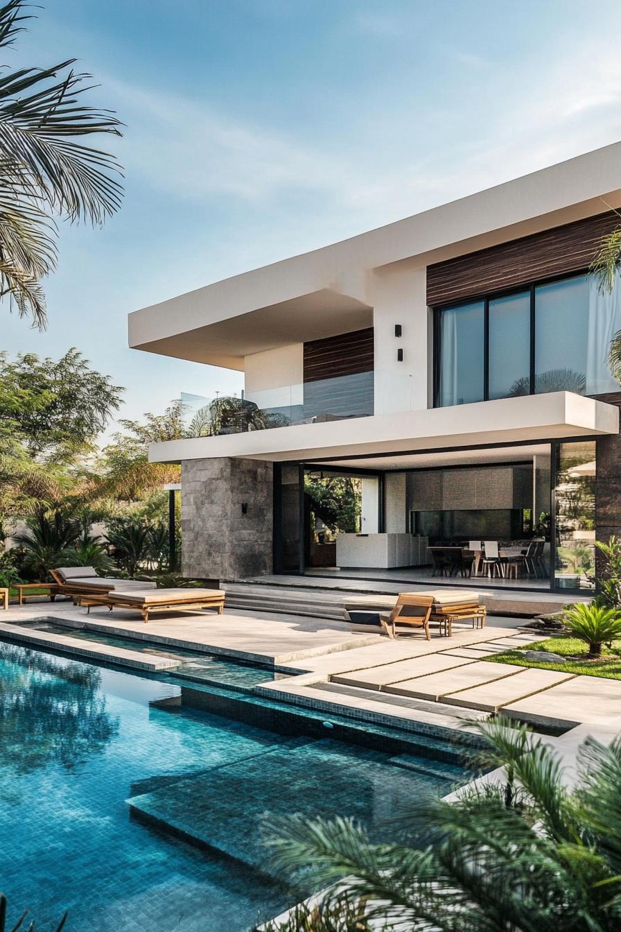 modern house with minimalist pool and geometric landscaping 2