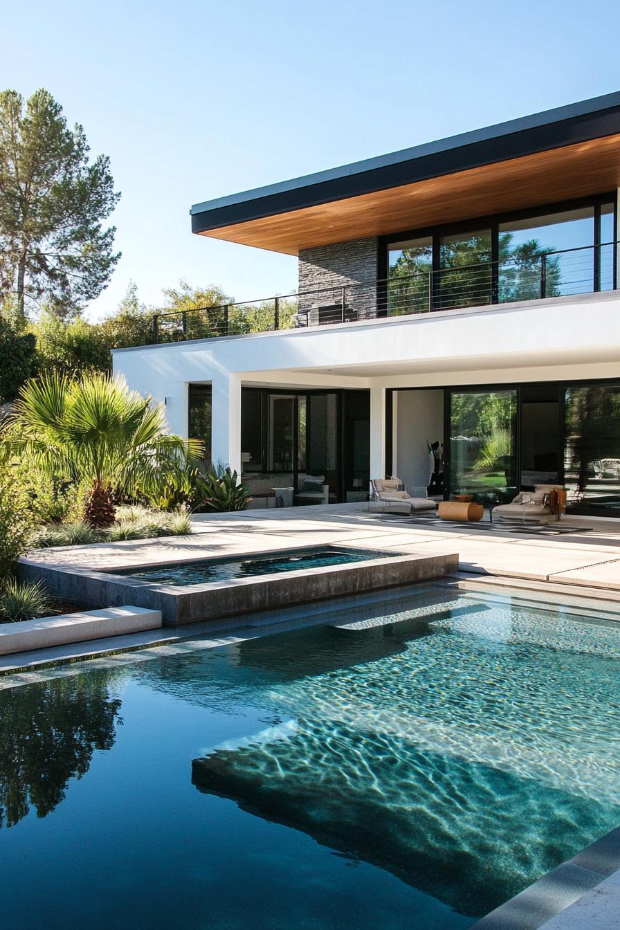 modern house with minimalist pool and geometric landscaping