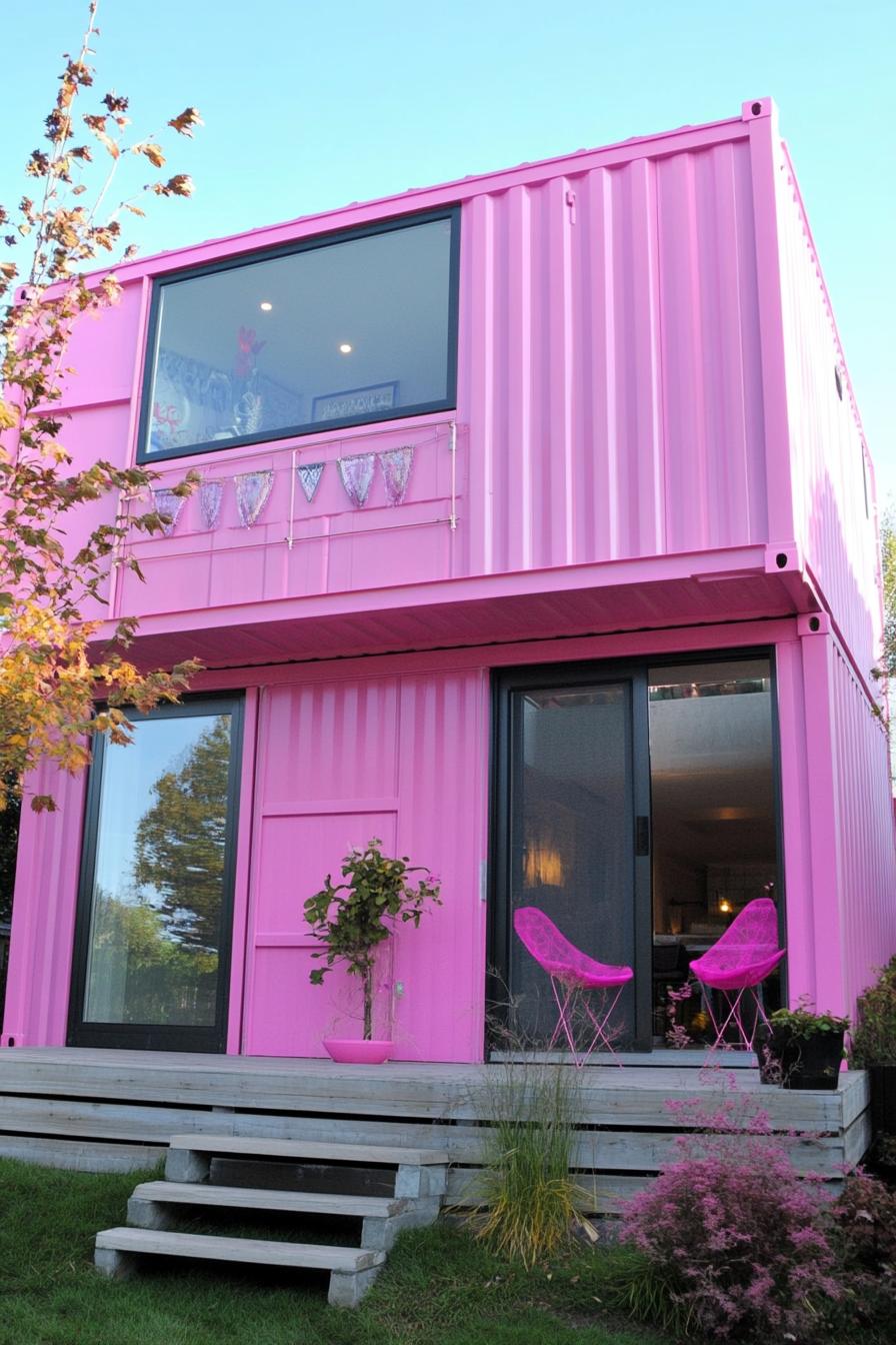 modern pink shipping container house 2