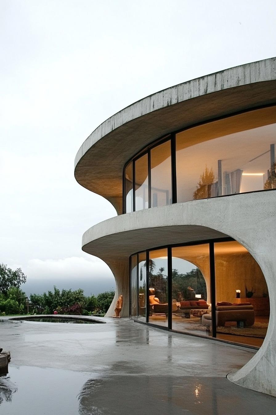 organic architecture round concrete modern house 1