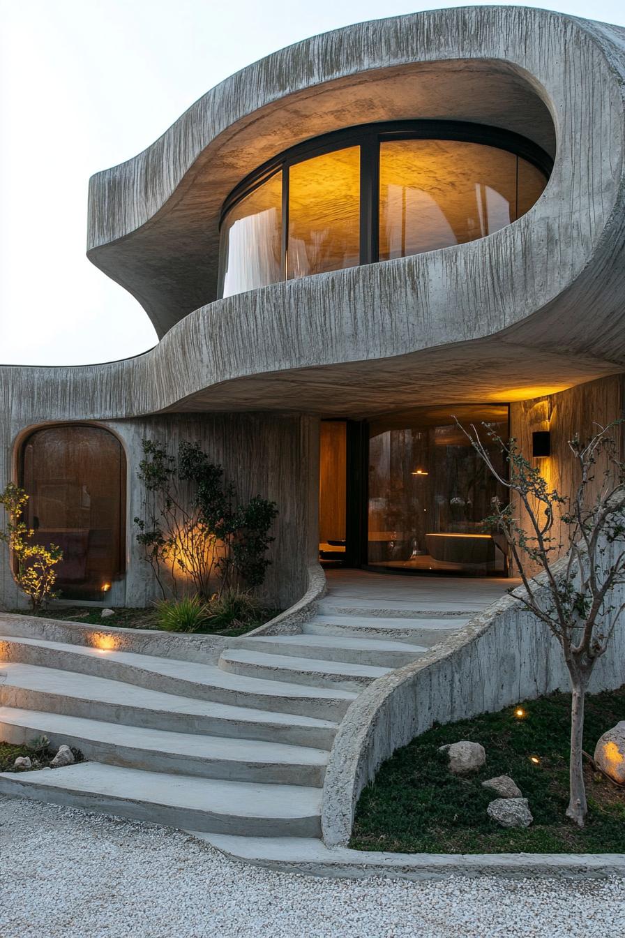 organic architecture round concrete modern house