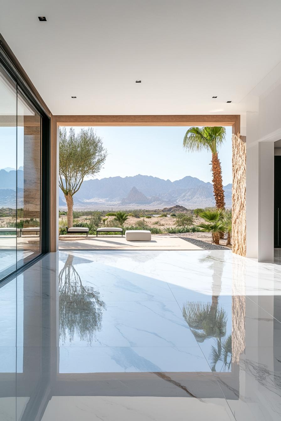 luxury modern white marble house in a desert oasis 1