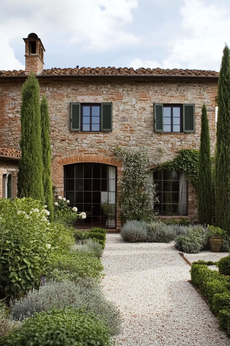 modern tuscan house courtyard with garden 2