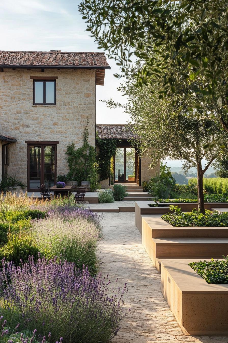 modern tuscan house courtyard with garden 3