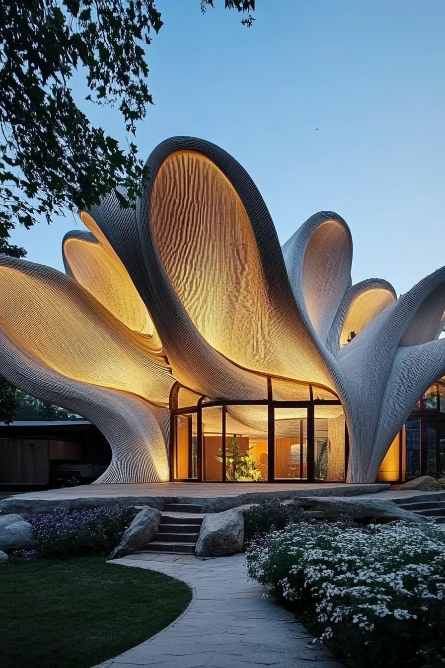 organic architecture house with flower shaped facade