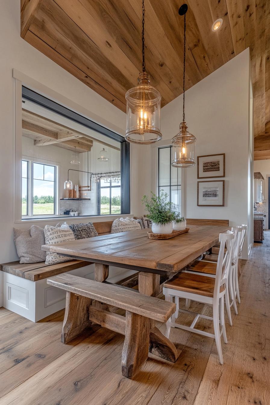 barndominium interior breakfast nook with farmhouse and modern elements 1