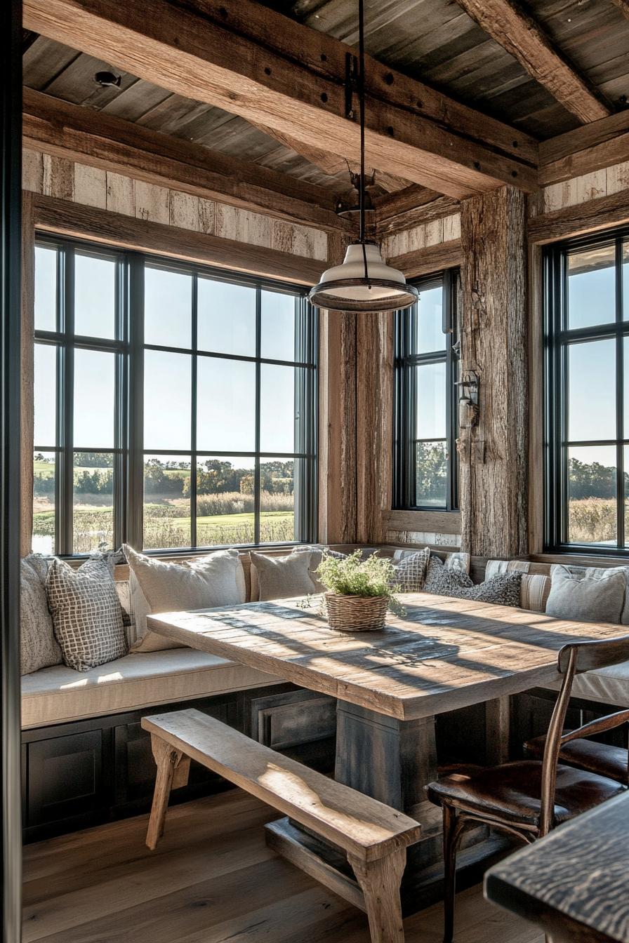 barndominium interior breakfast nook with farmhouse and modern elements 2