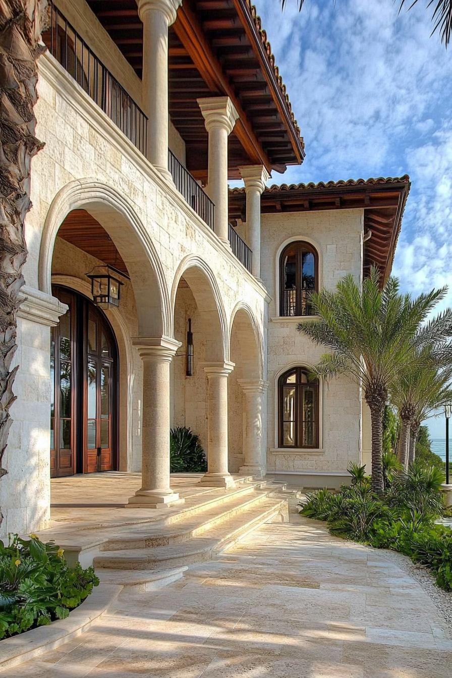 new mediterranean house with marble arches