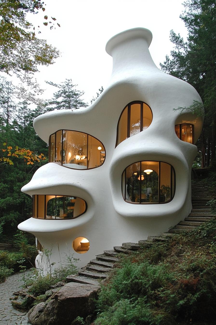 unusual modern house in the shape of mushroom