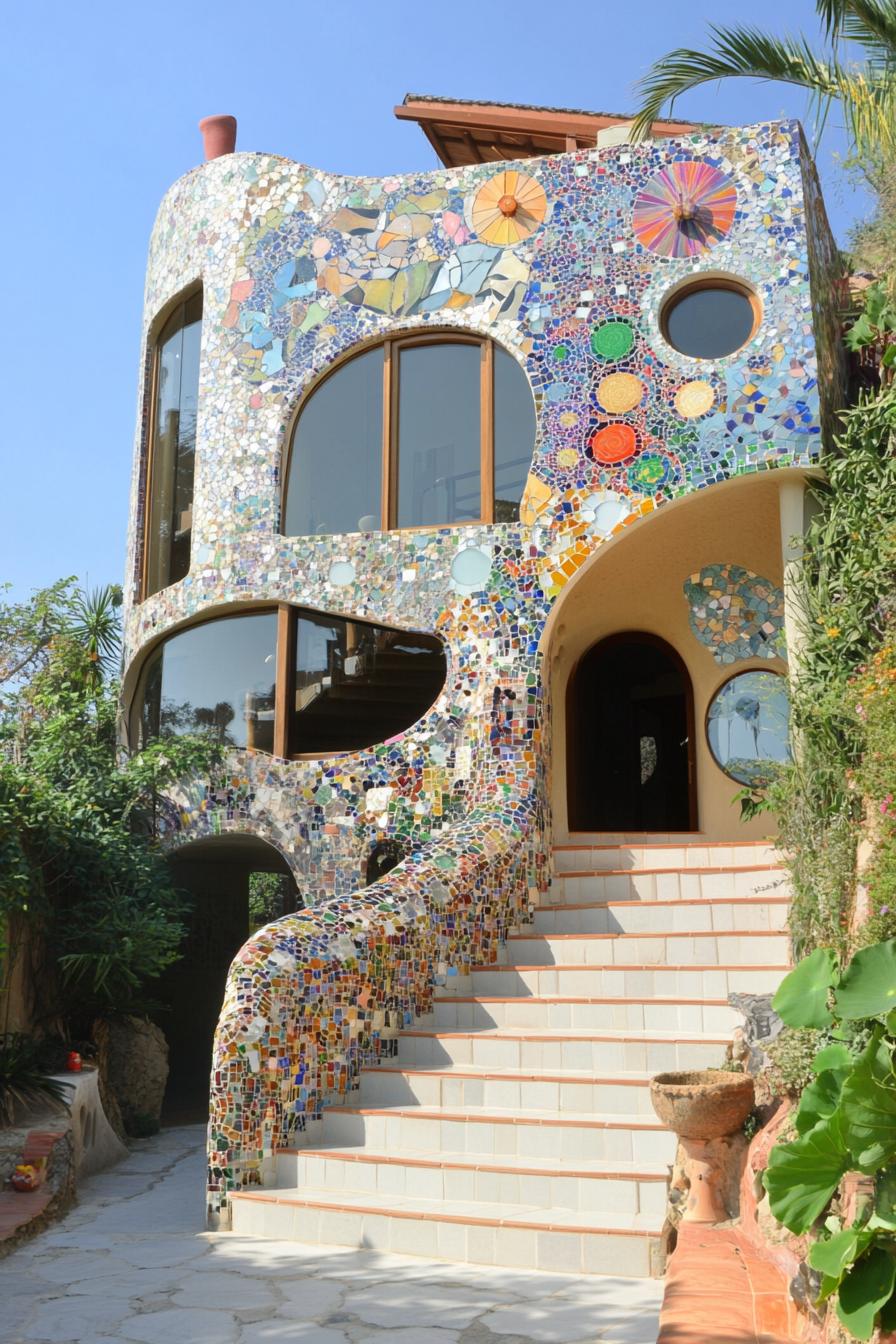 colored mosaic Gaudi style modern house 1