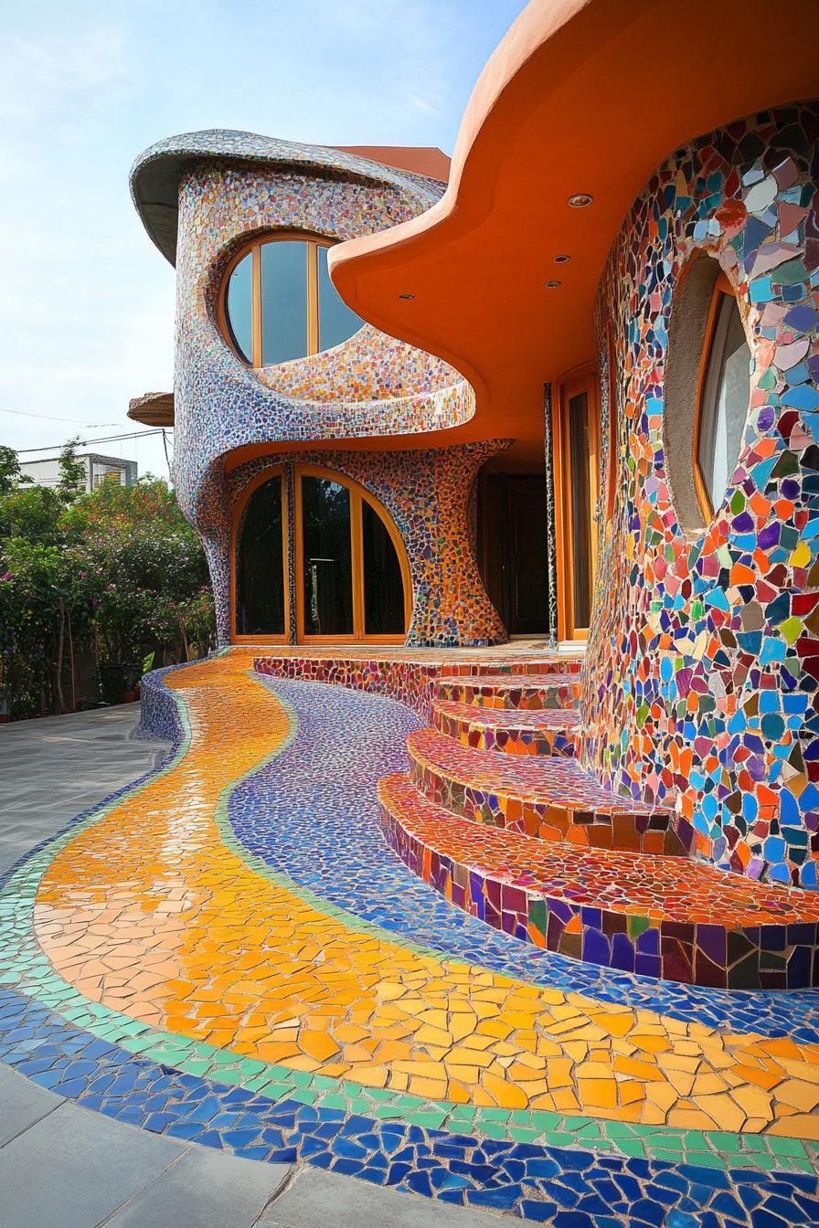 colored mosaic Gaudi style modern house