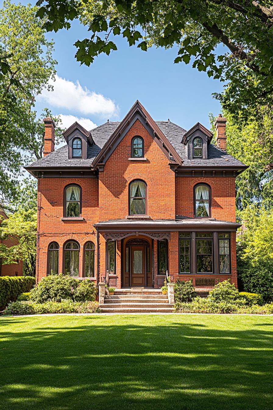 traditional red brick house with lawn 1