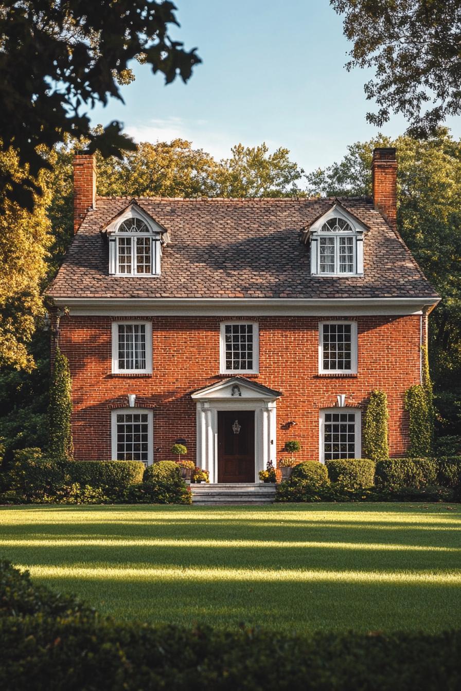 traditional red brick house with lawn 2