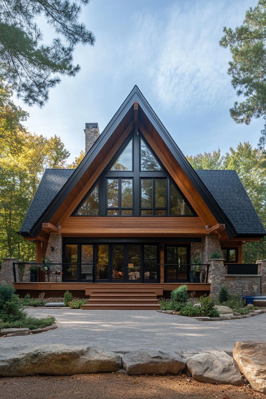 large double a frame house with wooden siding 2