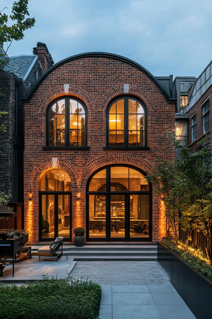 revived brick house with arches