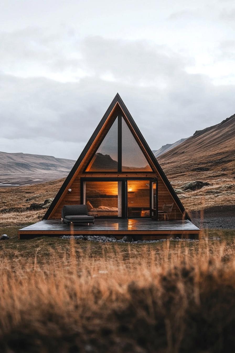 modern tiny a frame cabin in stunning Icelandic landscape 1