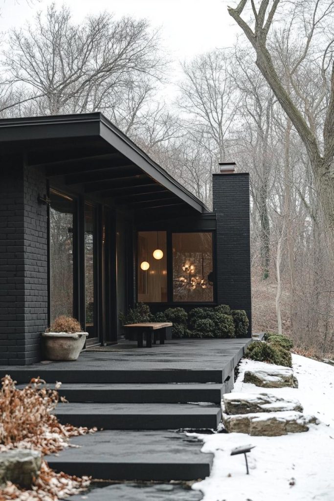 Mid Century Modern House Exterior Dark: Timeless Elegance with Bold Charm