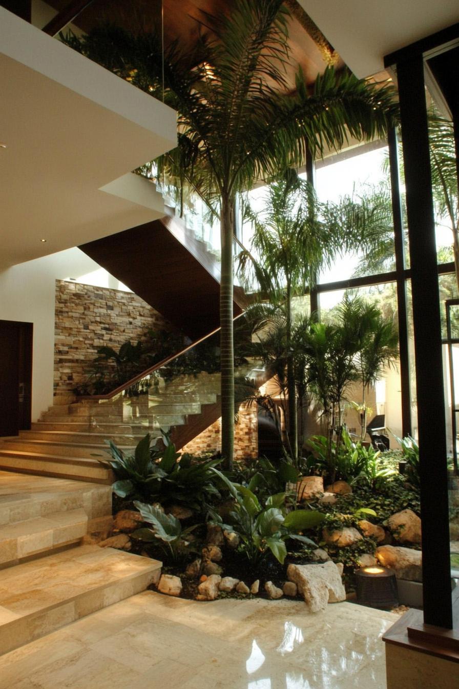 modern house indoor atrium with a lush tropical garden 2