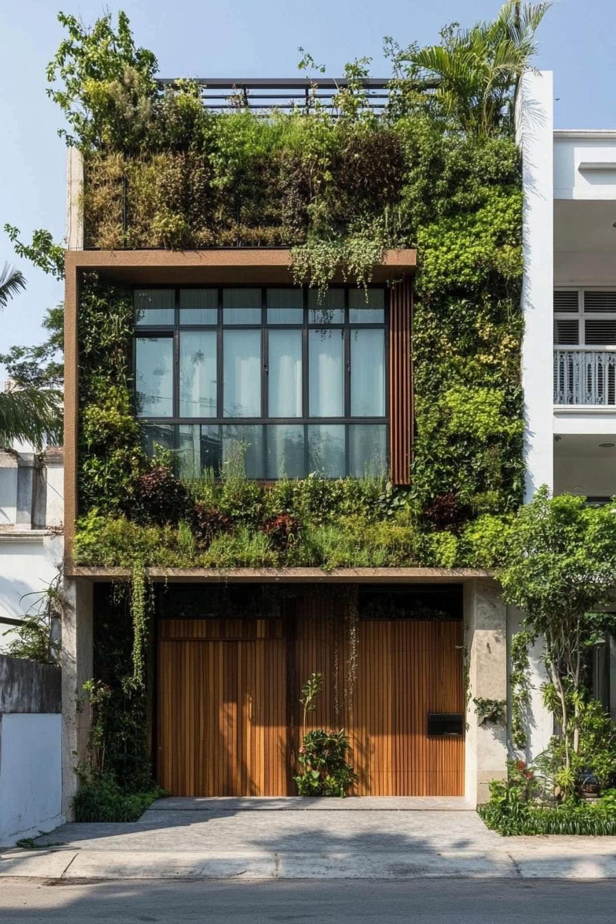 modern terrace house facade with living wall 1