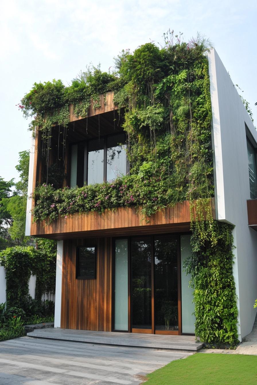 modern terrace house facade with living wall 2