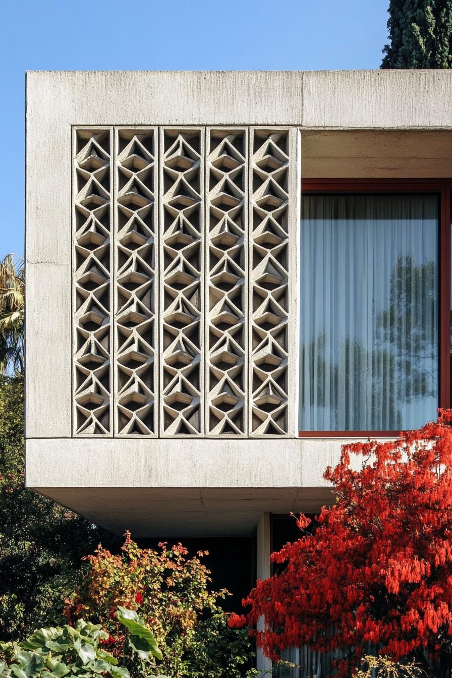 retro style modern house facade with geometric patterns 2