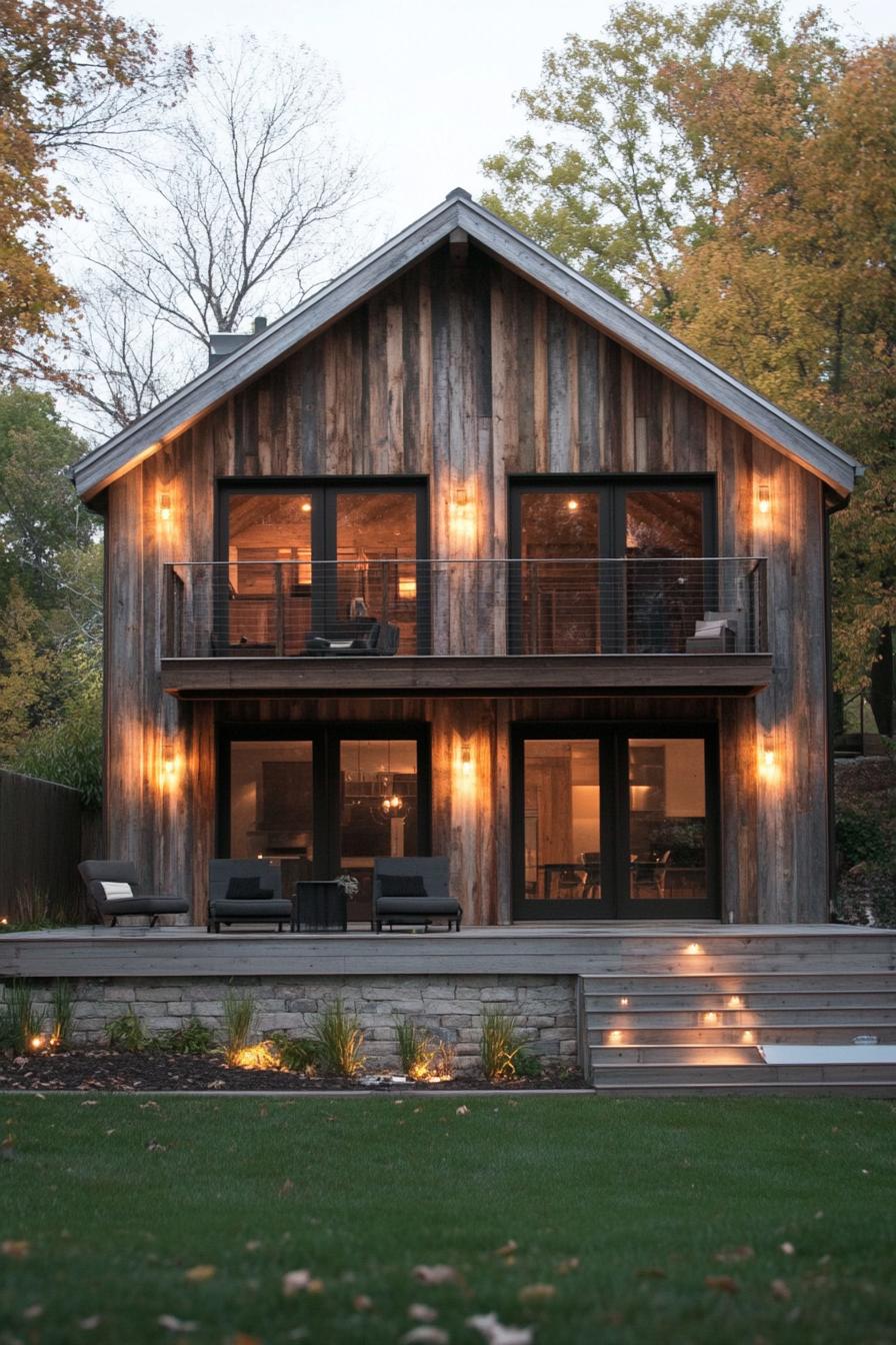 rustic modern lake house reclaimed barn wood facade