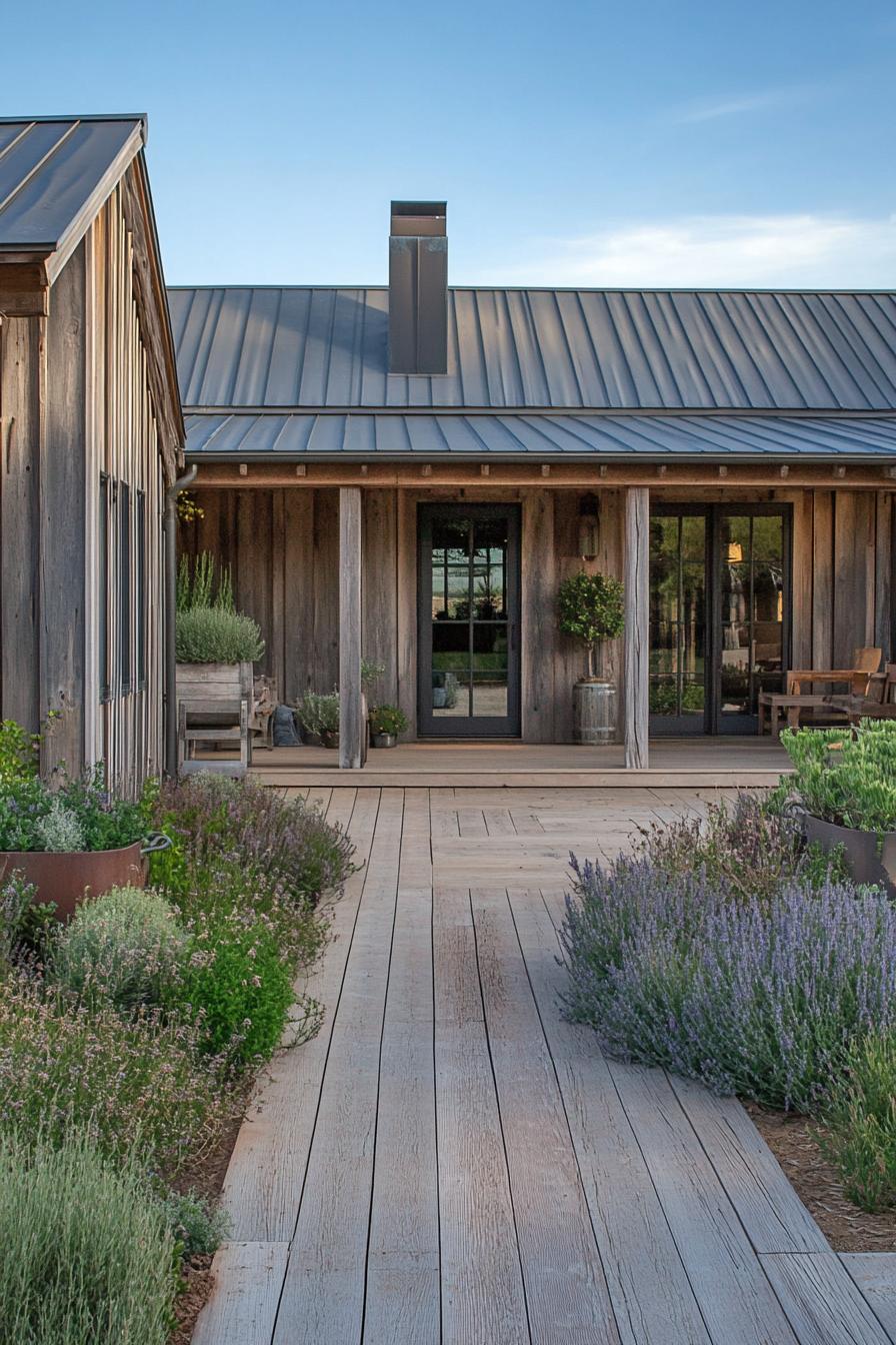 ranch house courtyard rustic siding 1