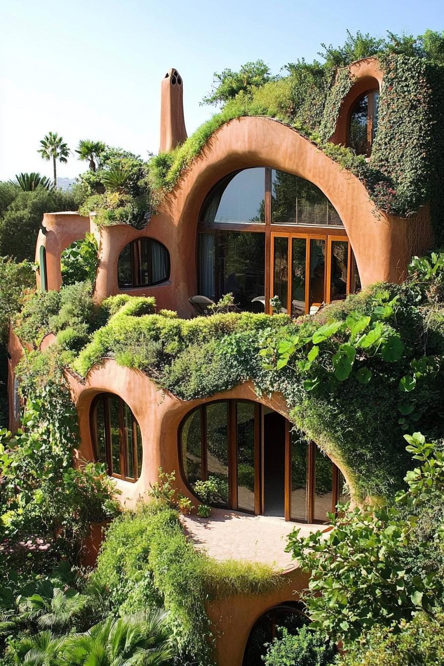 Gaudi style organic architecture house with lush multi terrace gardens 2