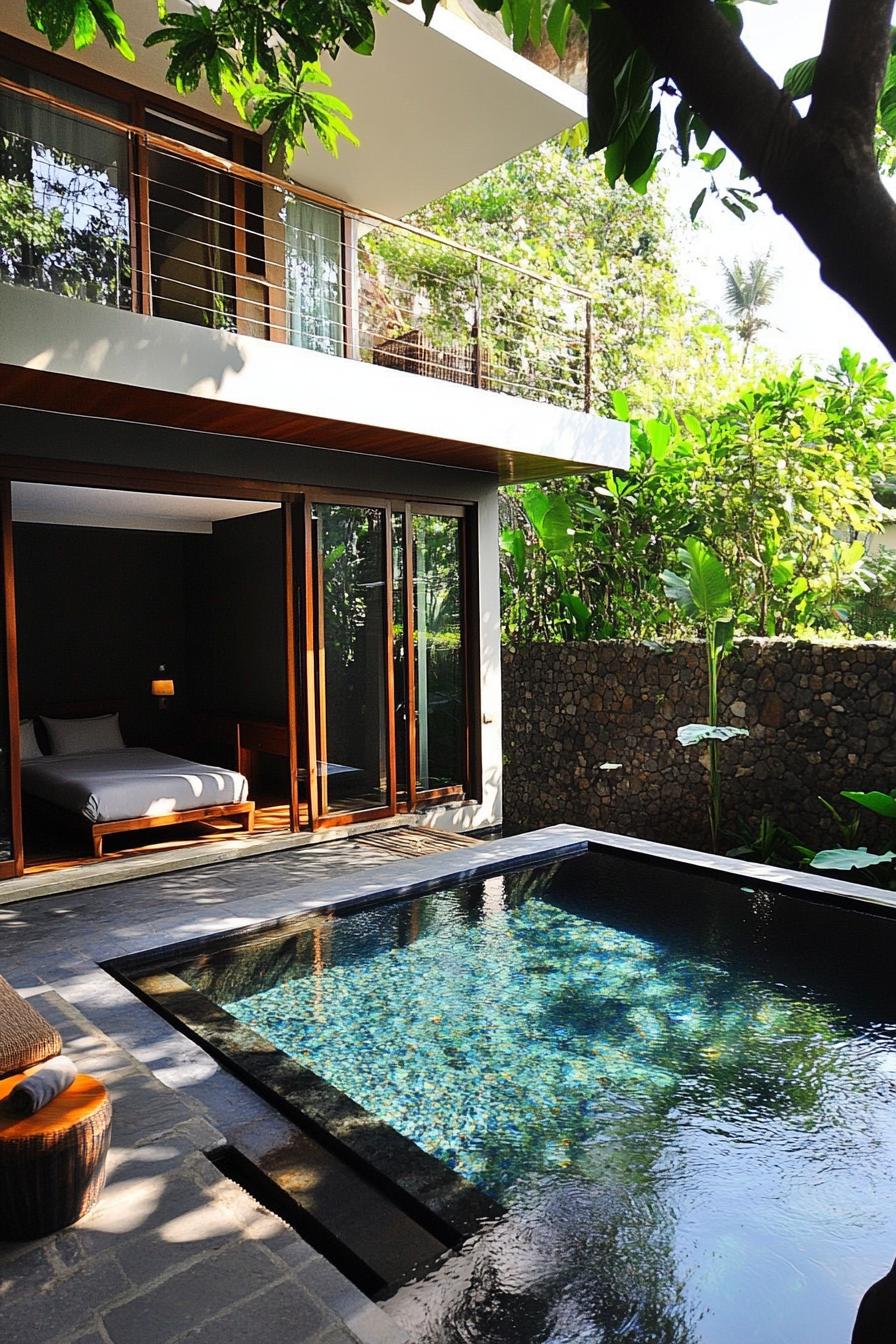 modern small courtyard pool with garden