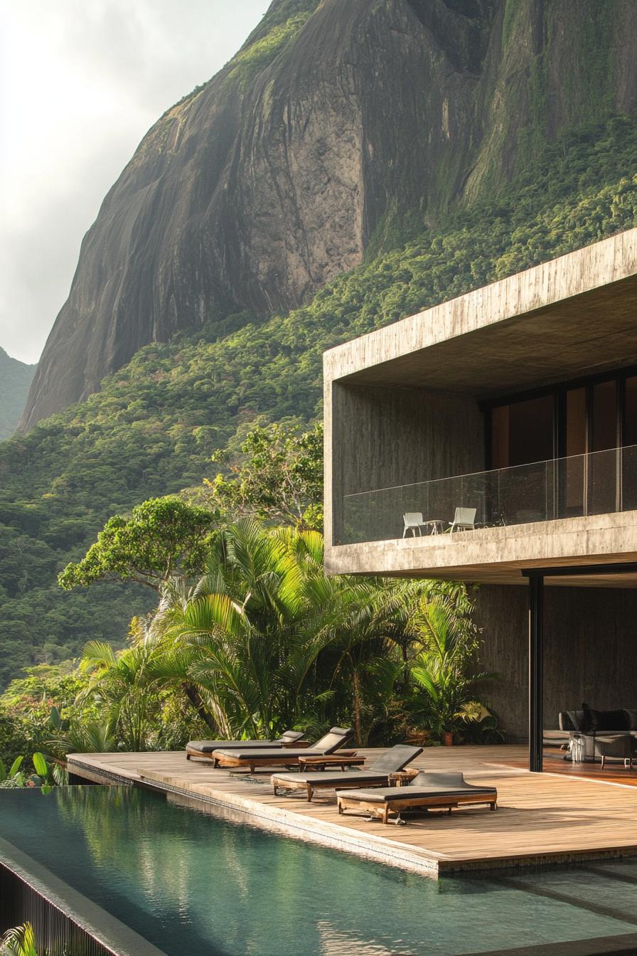 mountain house with imposing tropical mountains in the background 2