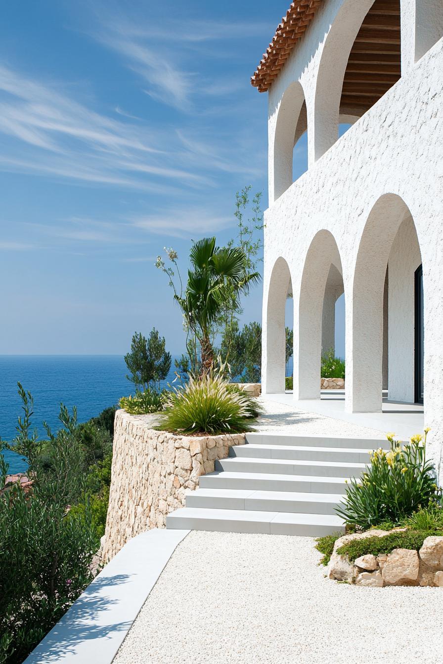 new mediterranean house with arches in stunning mediterranean landscape