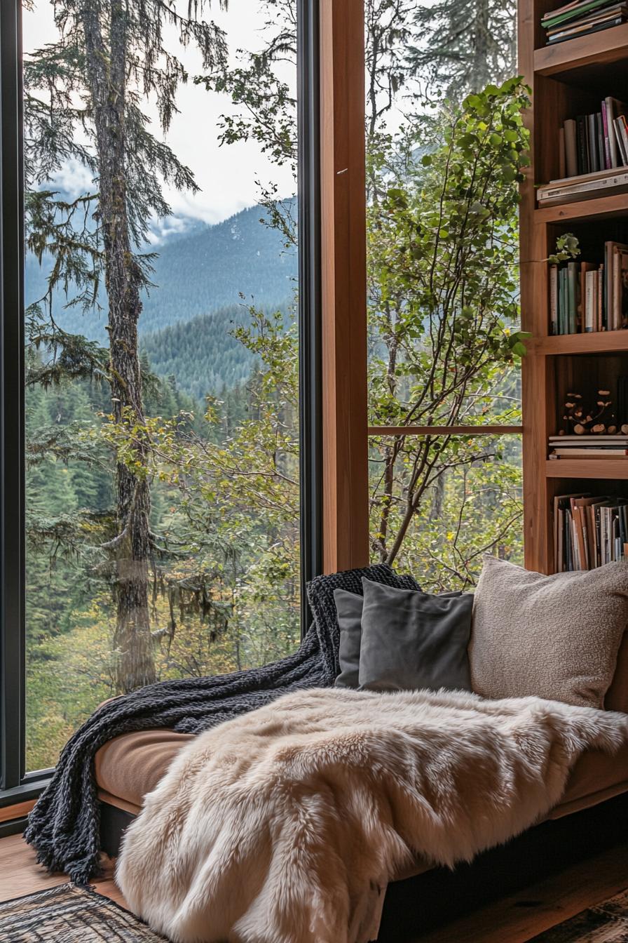 Cozy corner with a view of the forest and mountains